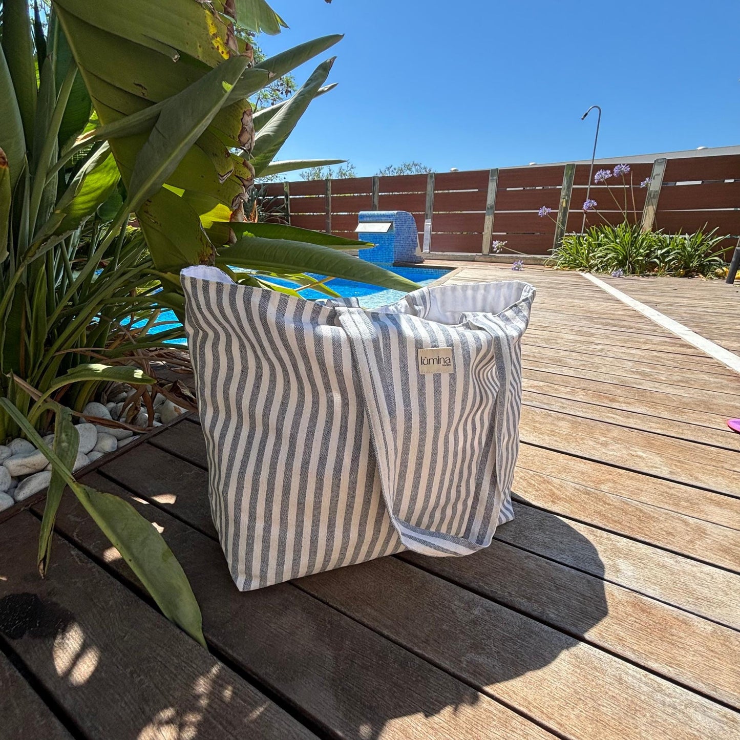 Canvas Tote Bag - Striped Coastal Chic Laptop and Beach Bag