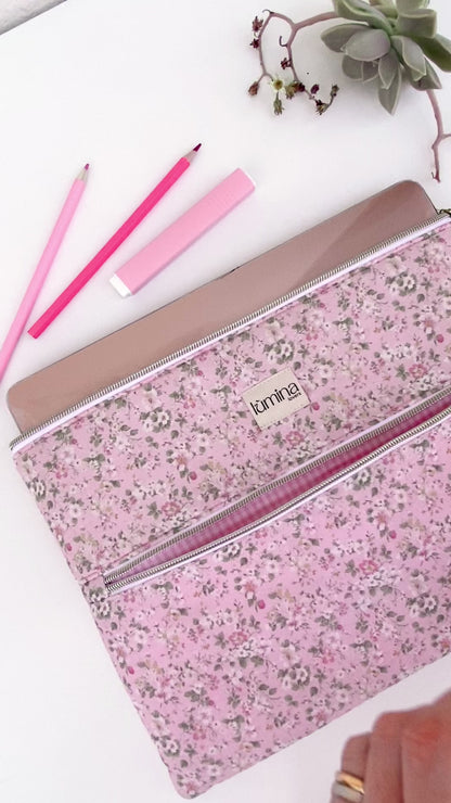 Laptop & Tablet Sleeve 11"–16” – Floral garden with front pocket
